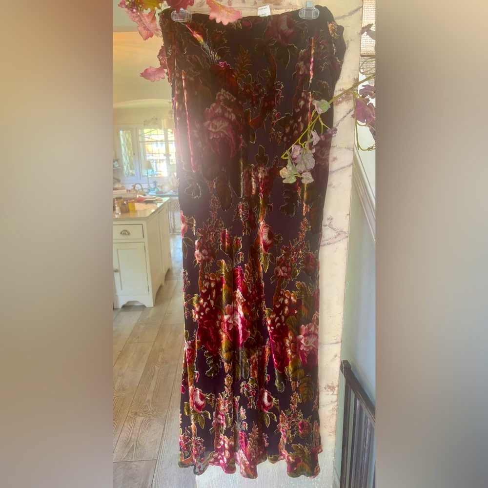 Floral Velvet Maxi Skirt